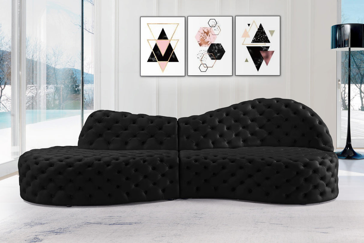 Royal Black Velvet 2pc. Sectional - galleria furniture outlet