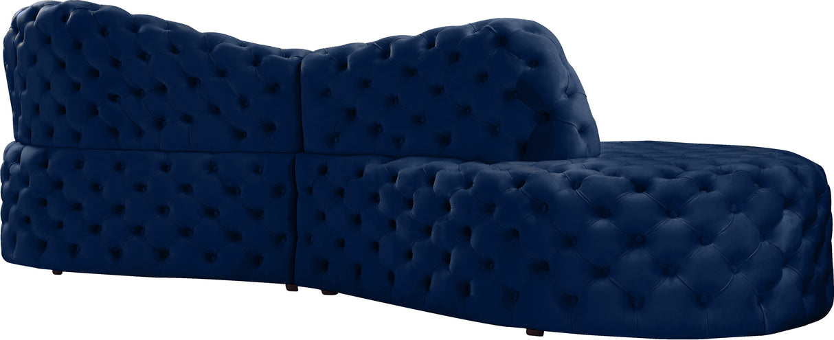 Royal Navy Velvet 2pc. Sectional - galleria furniture outlet