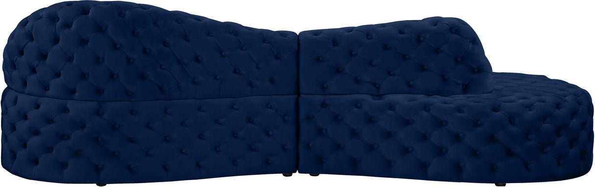 Royal Navy Velvet 2pc. Sectional - galleria furniture outlet