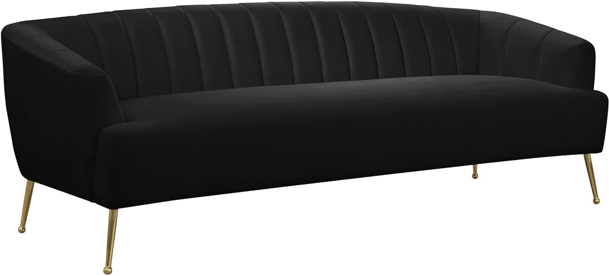 Tori Black Velvet Sofa - galleria furniture outlet