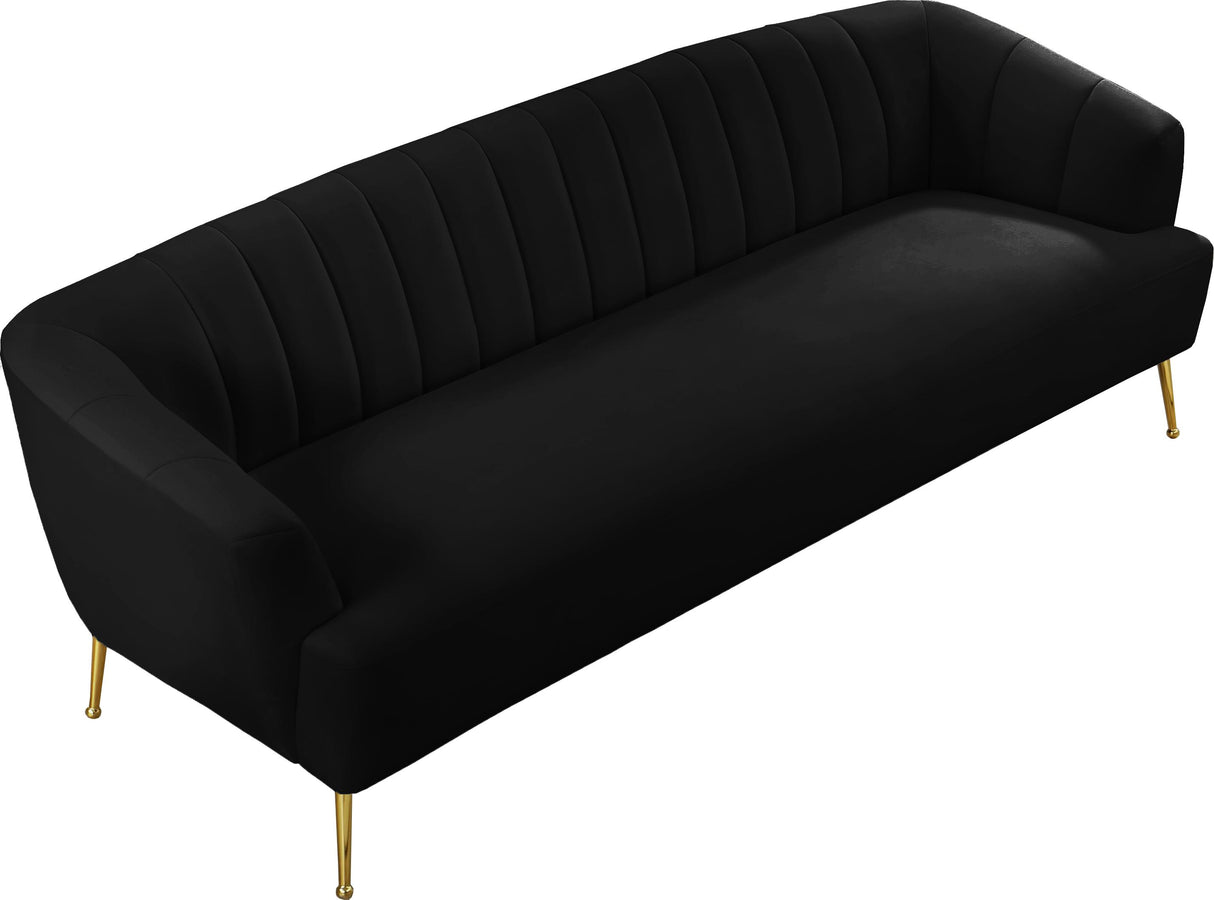 Tori Black Velvet Sofa - galleria furniture outlet
