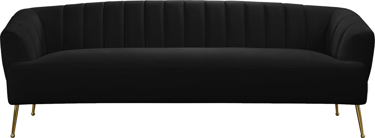 Tori Black Velvet Sofa - galleria furniture outlet