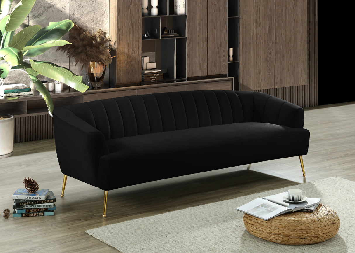 Tori Black Velvet Sofa - galleria furniture outlet