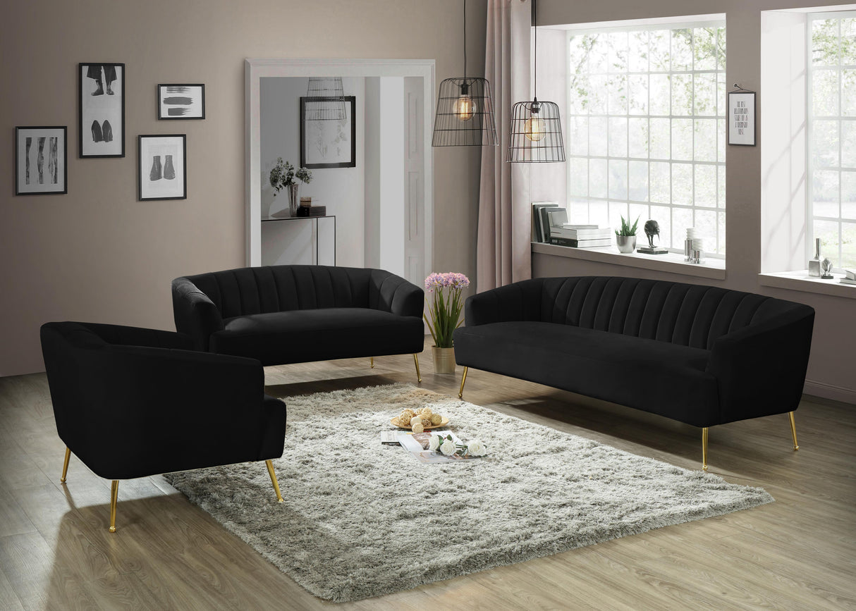 Tori Black Velvet Sofa - galleria furniture outlet