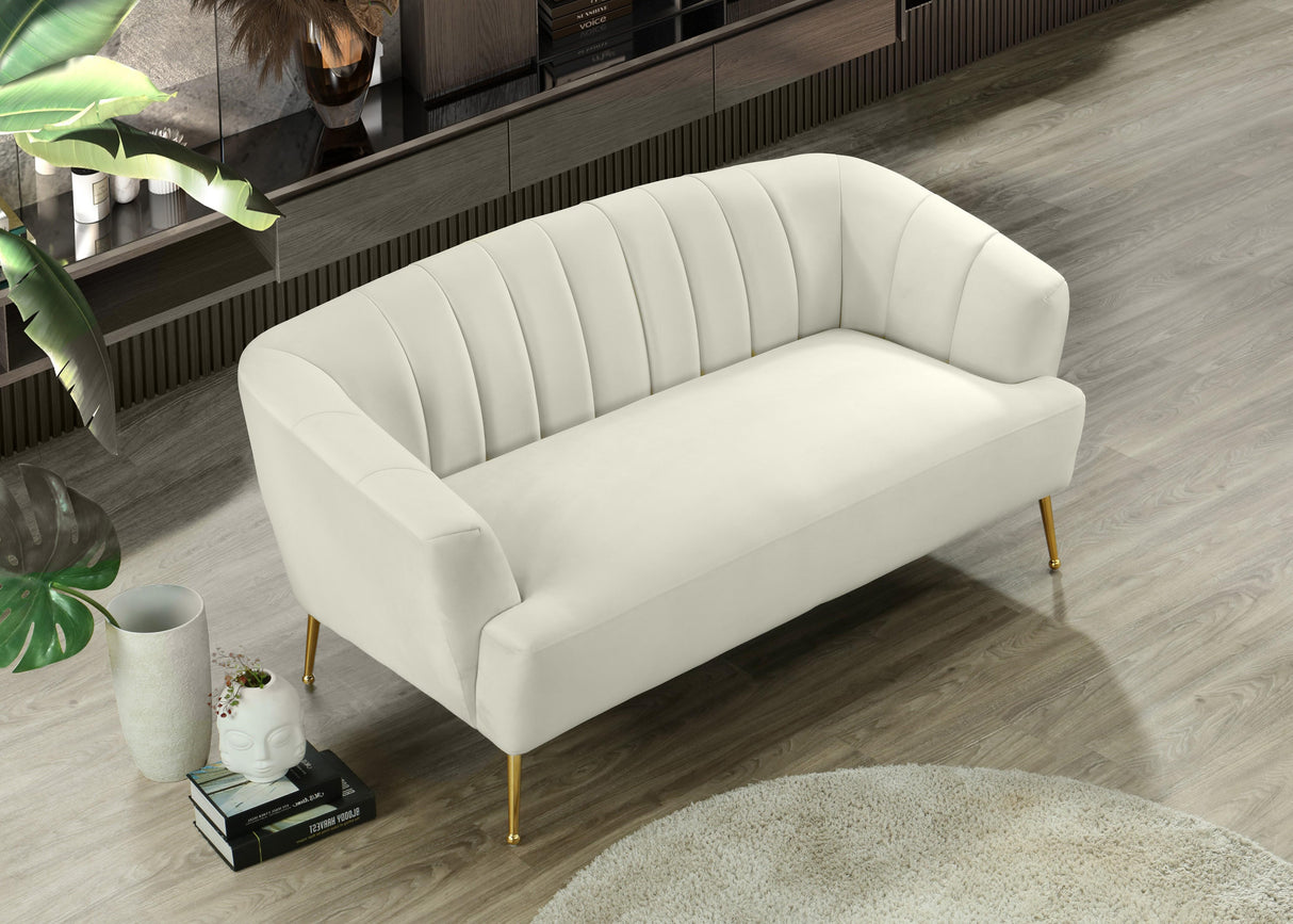 Tori Cream Velvet Loveseat - galleria furniture outlet