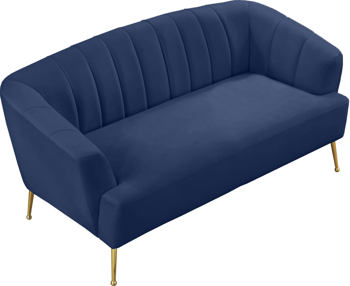 Tori Navy Velvet Loveseat - galleria furniture outlet