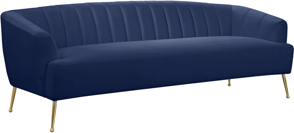 Tori Navy Velvet Sofa - galleria furniture outlet