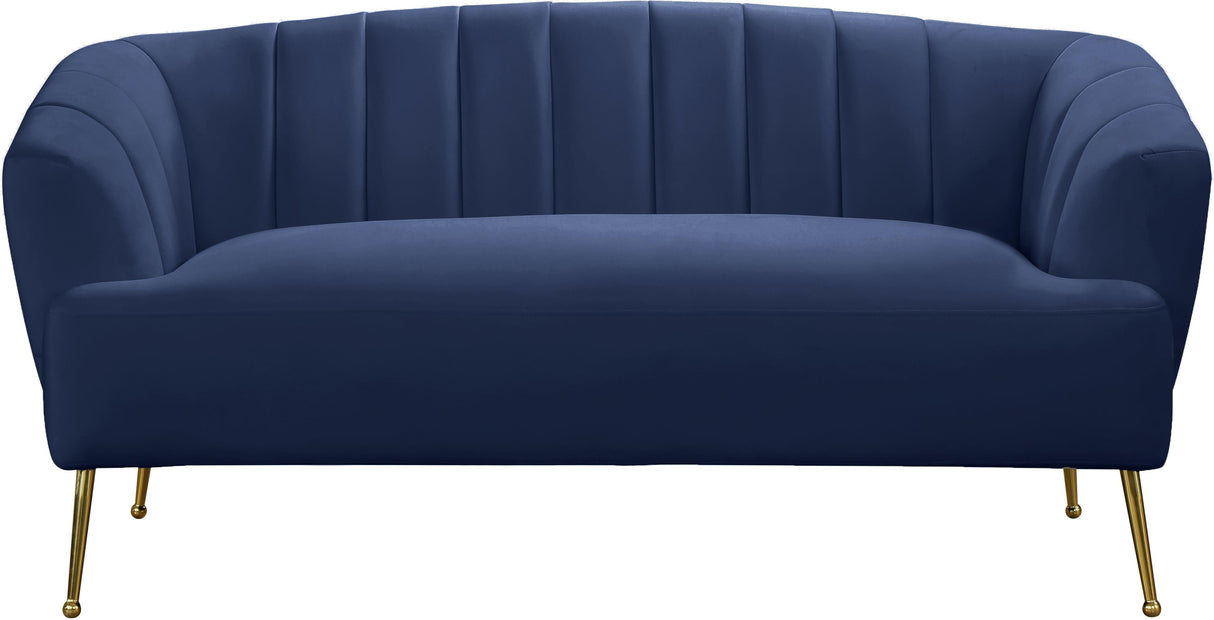 Tori Navy Velvet Loveseat - galleria furniture outlet