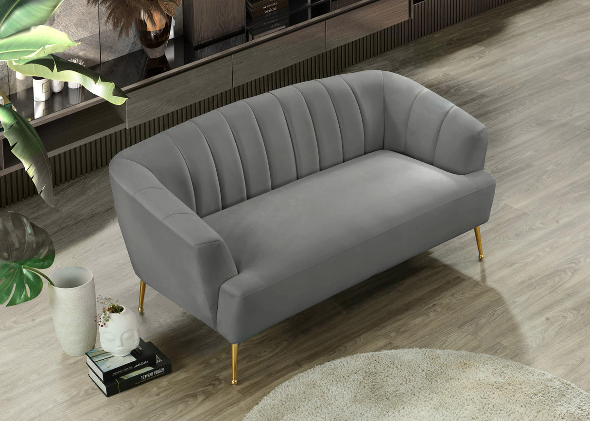 Tori Grey Velvet Loveseat - galleria furniture outlet