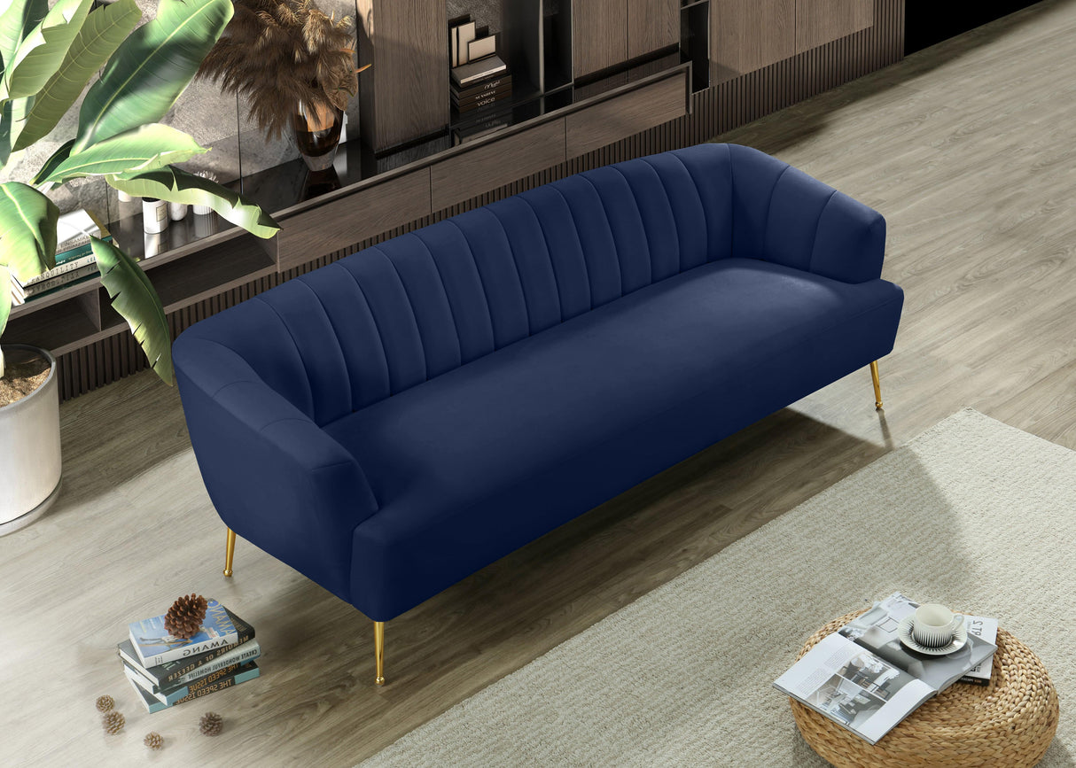 Tori Navy Velvet Sofa - galleria furniture outlet