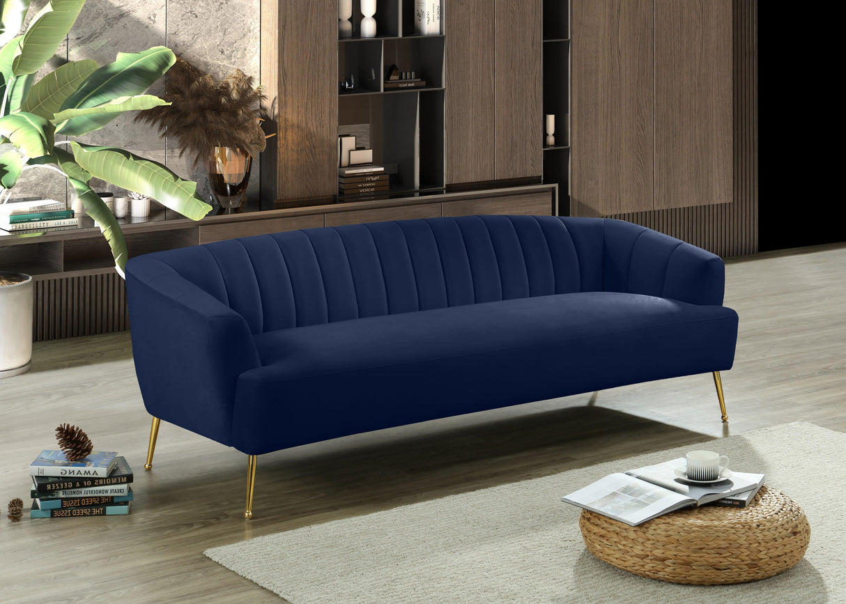 Tori Navy Velvet Sofa - galleria furniture outlet