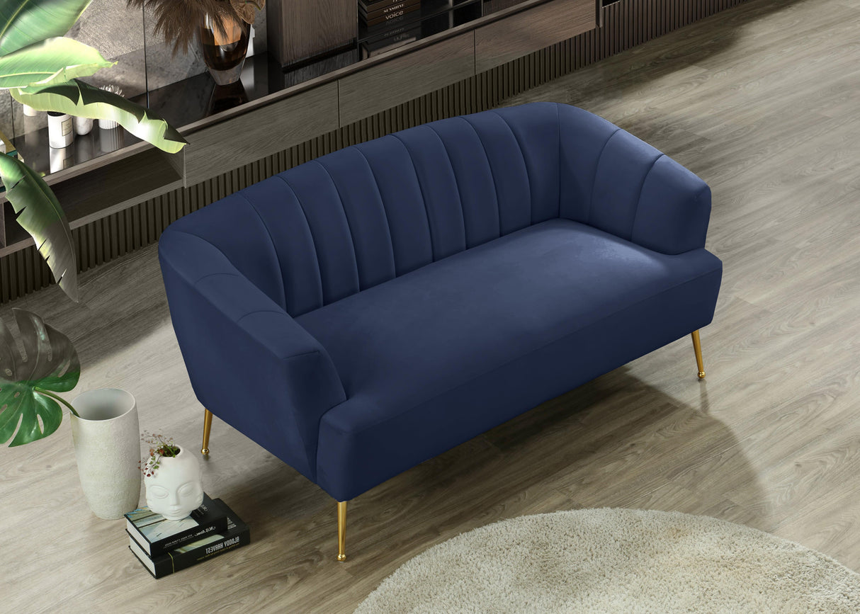 Tori Navy Velvet Loveseat - galleria furniture outlet