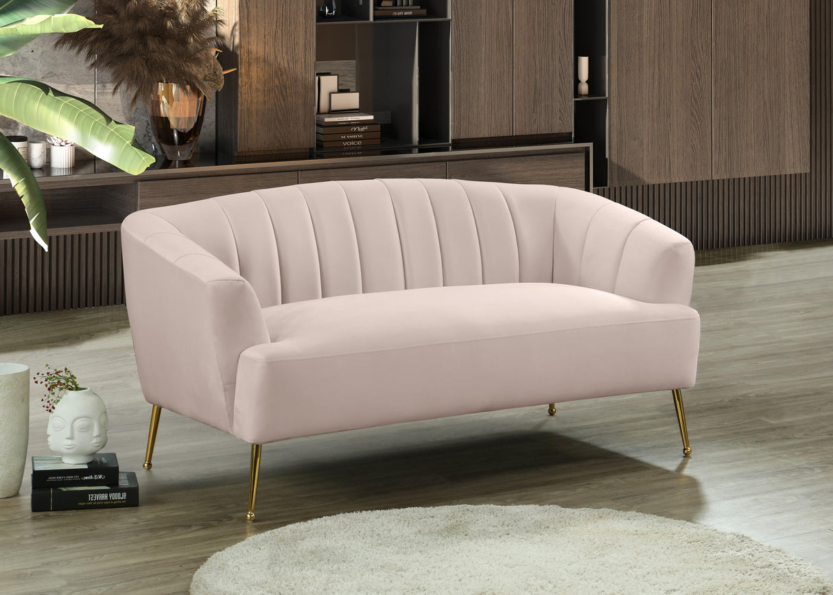 Tori Pink Velvet Loveseat - galleria furniture outlet