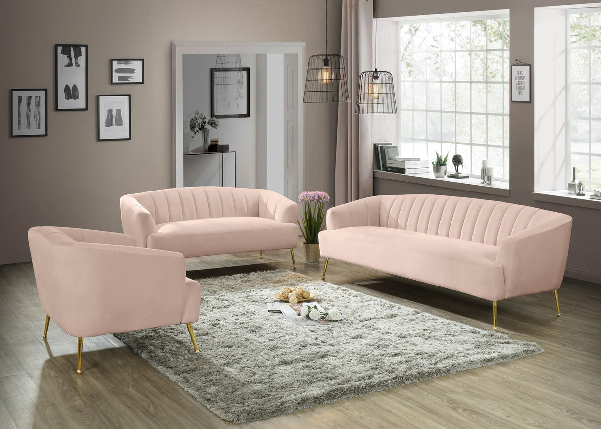 Tori Pink Velvet Loveseat - galleria furniture outlet