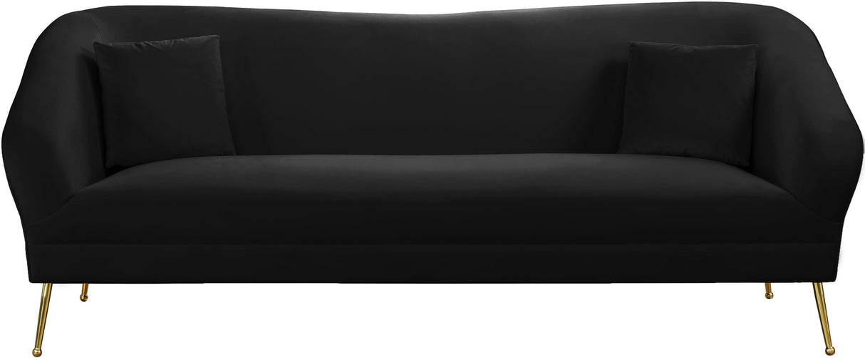 Hermosa Black Velvet Sofa - galleria furniture outlet