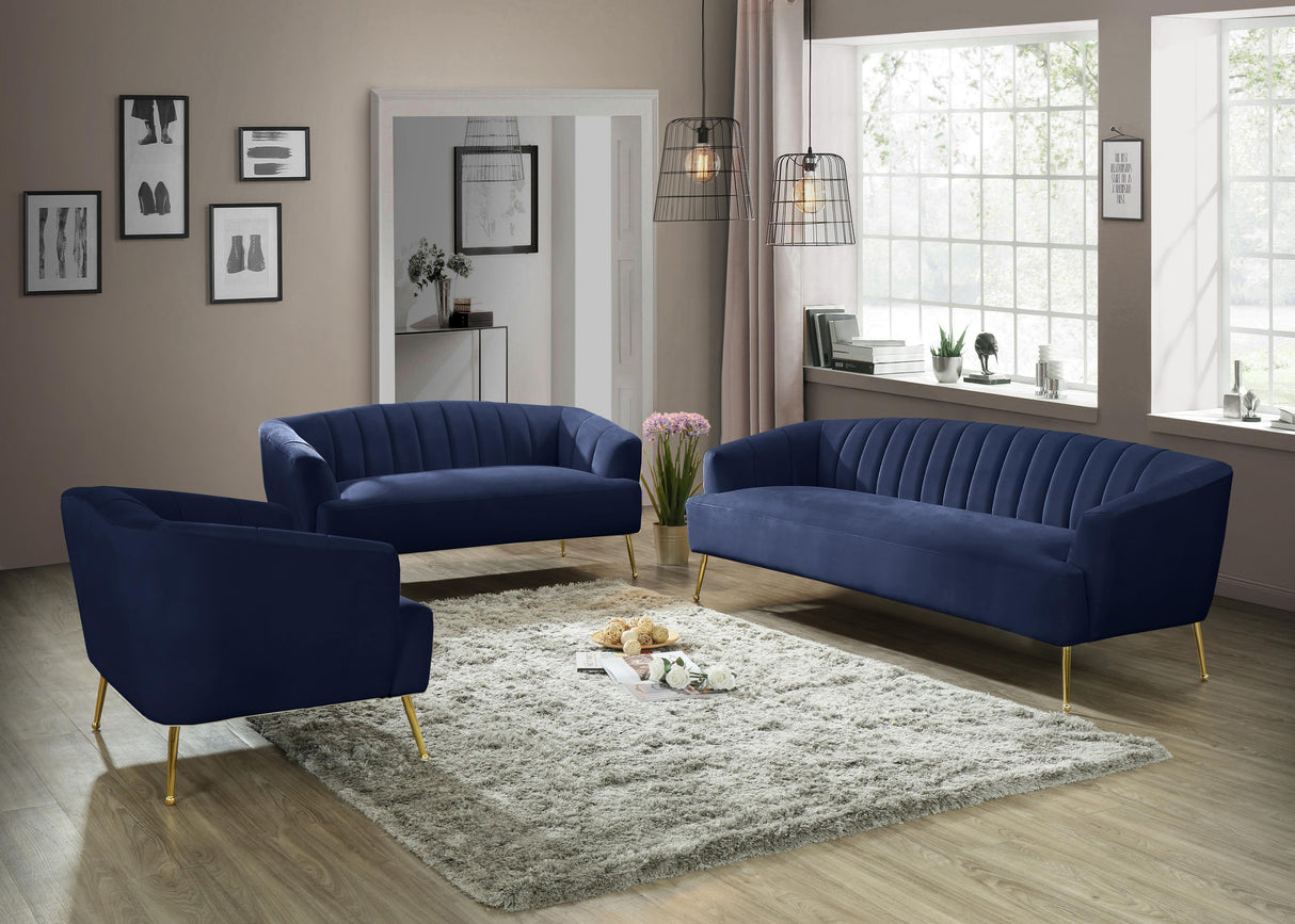 Tori Navy Velvet Sofa - galleria furniture outlet