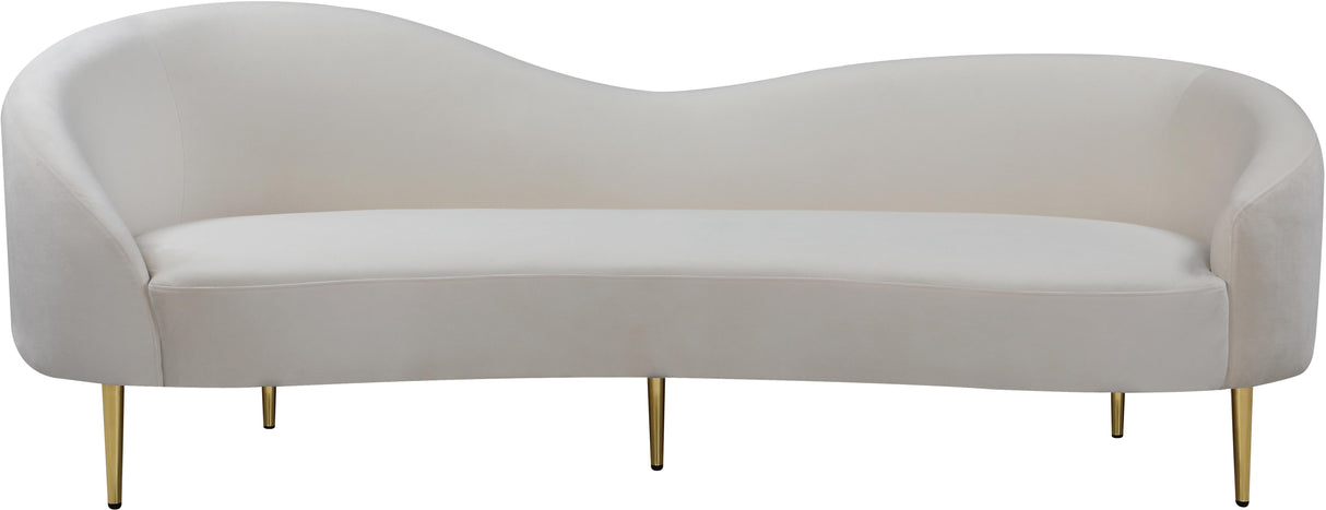 Ritz Cream Velvet Sofa - galleria furniture outlet