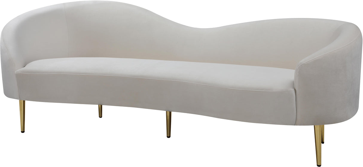 Ritz Cream Velvet Sofa - galleria furniture outlet