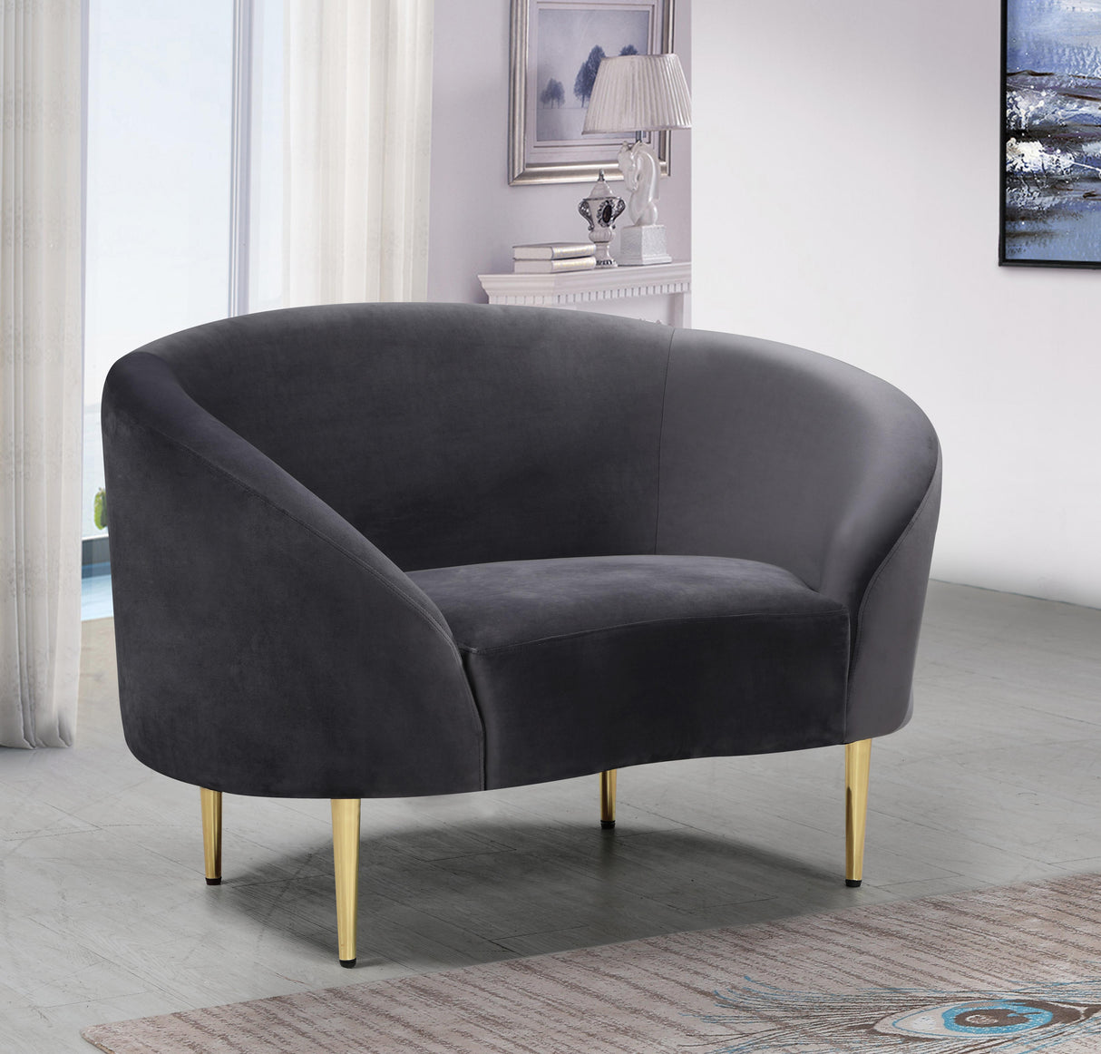 Ritz Grey Velvet Chair - galleria furniture outlet