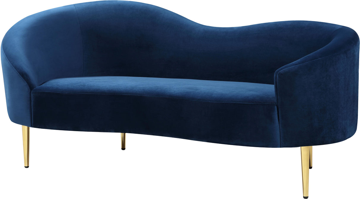 Ritz Navy Velvet Loveseat - galleria furniture outlet