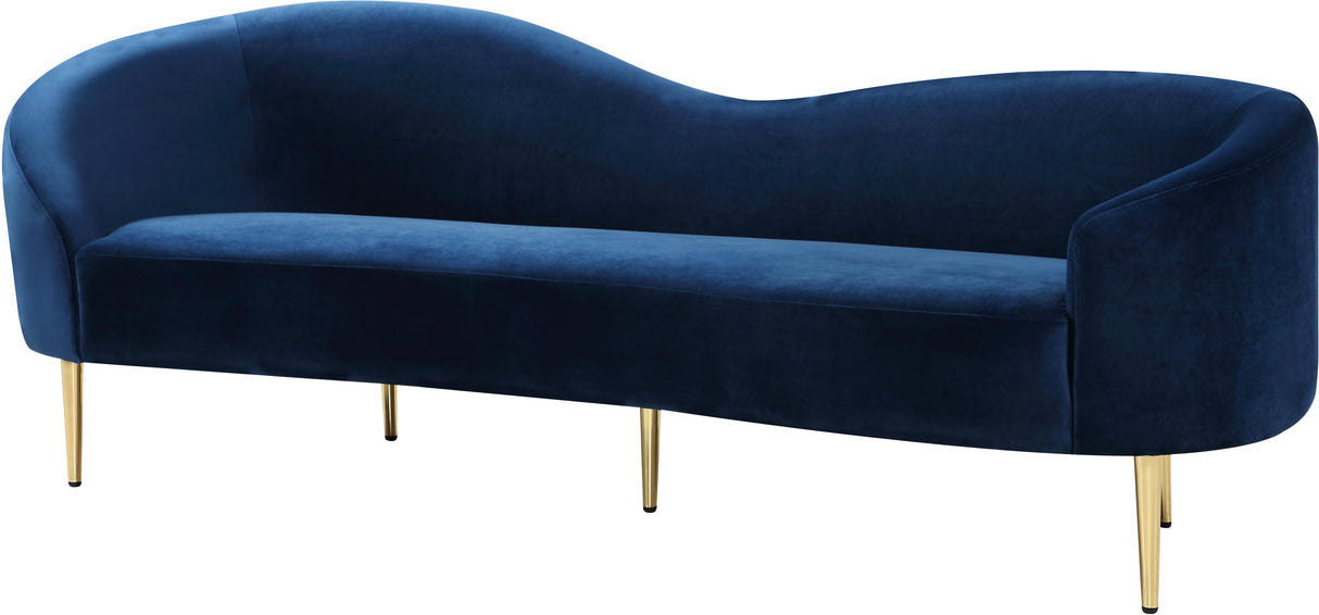 Ritz Navy Velvet Sofa - galleria furniture outlet