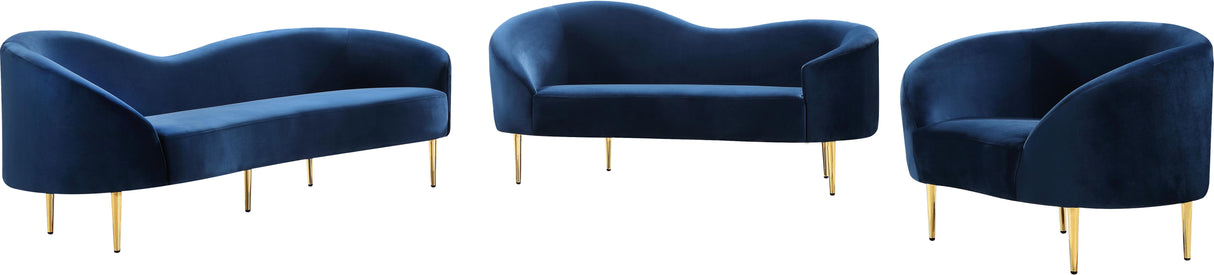 Ritz Navy Velvet Sofa - galleria furniture outlet