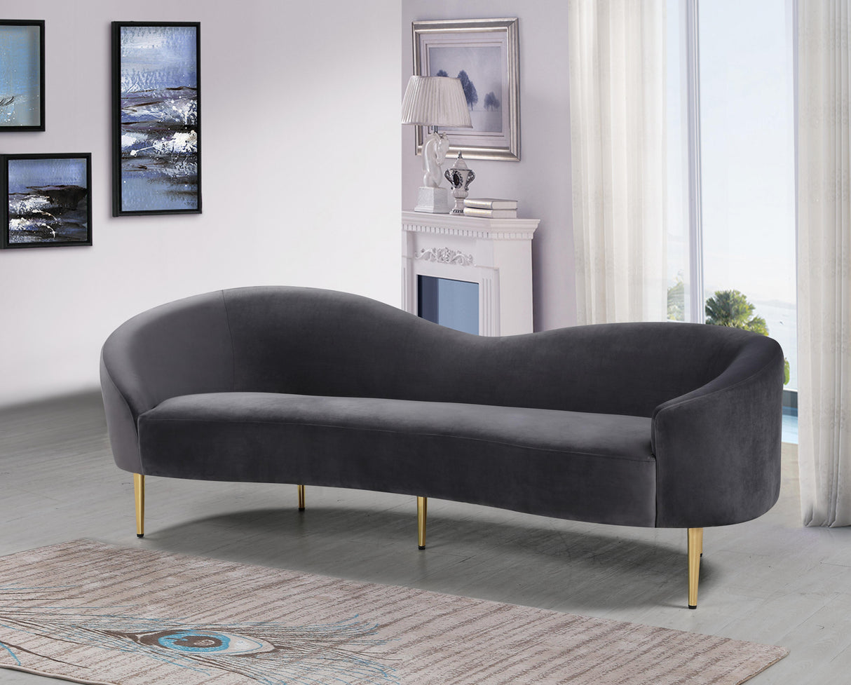 Ritz Grey Velvet Sofa - galleria furniture outlet