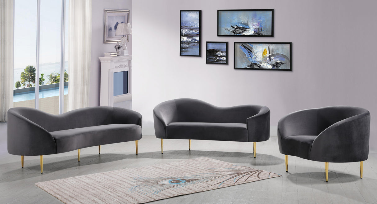 Ritz Grey Velvet Sofa - galleria furniture outlet