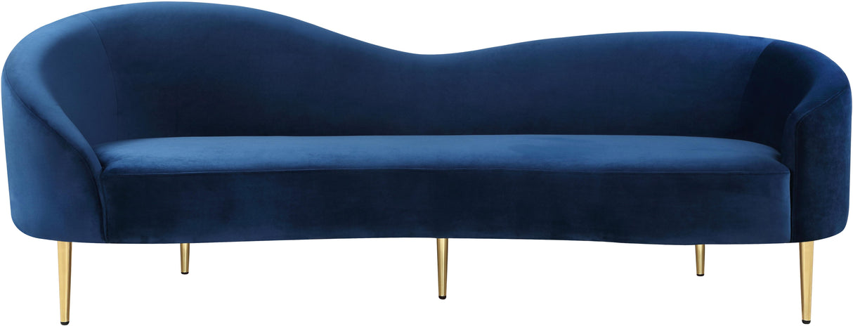 Ritz Navy Velvet Sofa - galleria furniture outlet