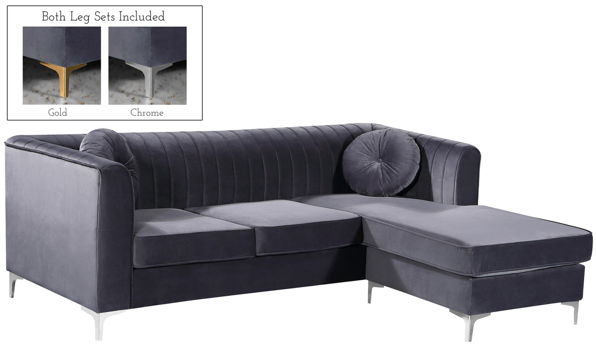Eliana Grey Velvet 2pc. Reversible Sectional - galleria furniture outlet