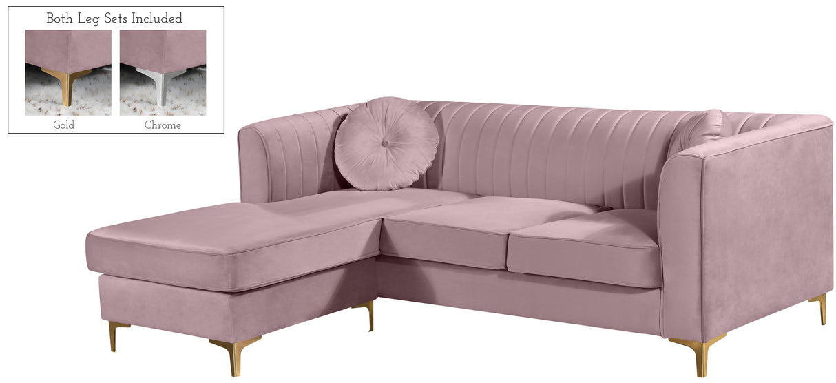 Eliana Pink Velvet 2pc. Reversible Sectional - galleria furniture outlet