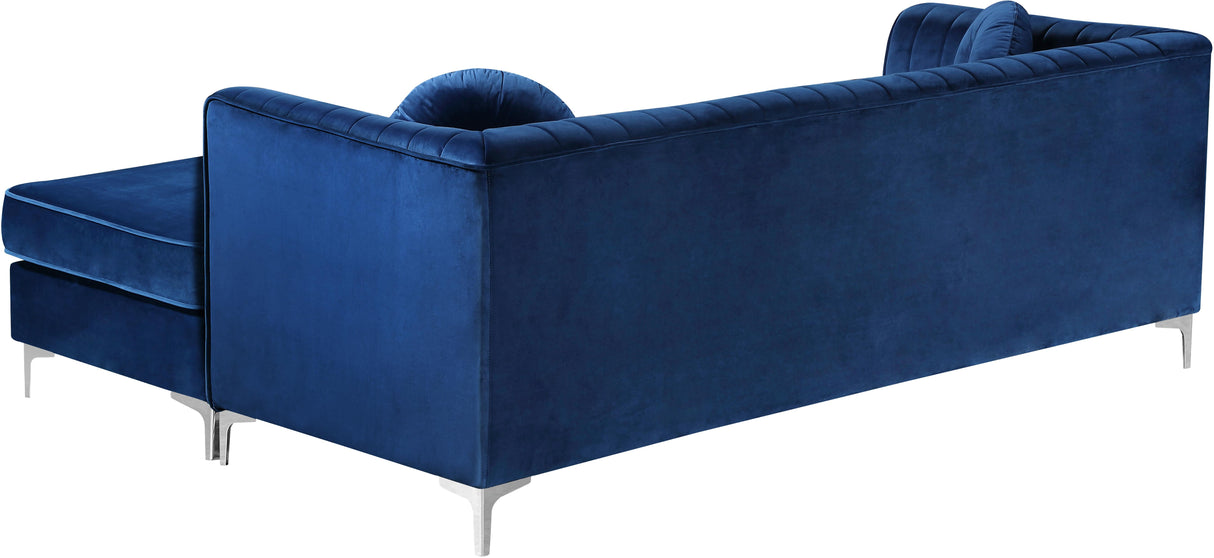 Eliana Navy Velvet 2pc. Reversible Sectional - galleria furniture outlet