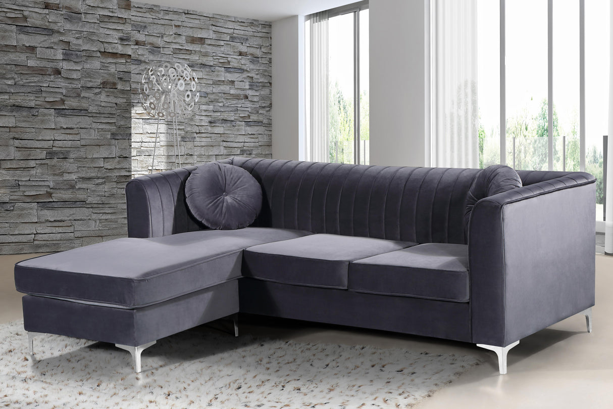 Eliana Grey Velvet 2pc. Reversible Sectional - galleria furniture outlet