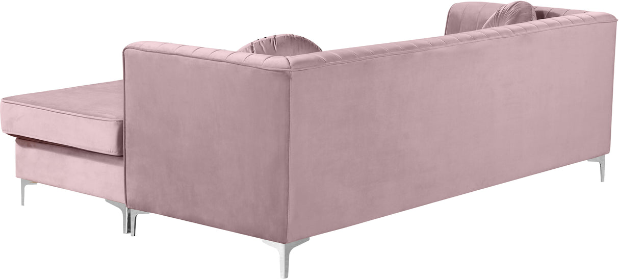 Eliana Pink Velvet 2pc. Reversible Sectional - galleria furniture outlet