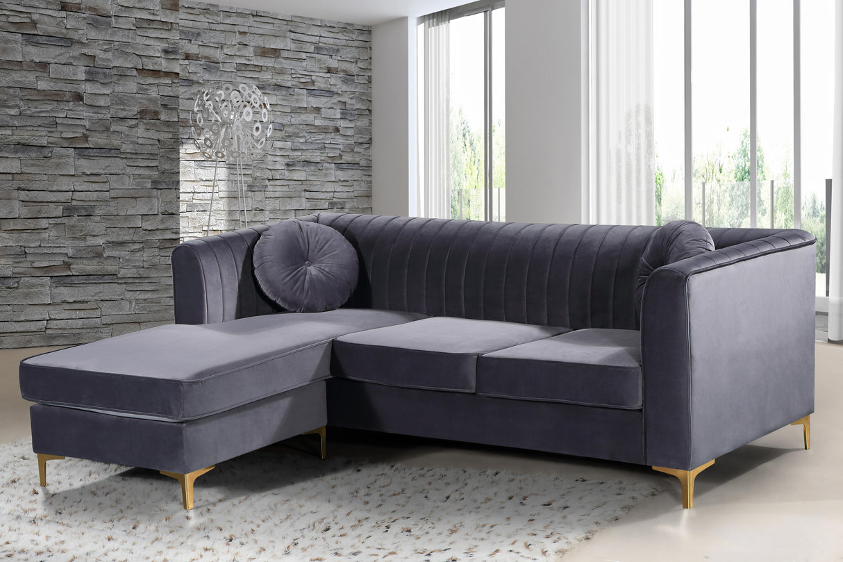 Eliana Grey Velvet 2pc. Reversible Sectional - galleria furniture outlet