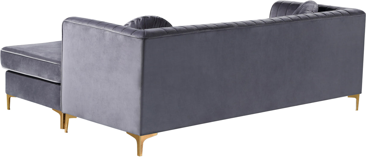 Eliana Grey Velvet 2pc. Reversible Sectional - galleria furniture outlet