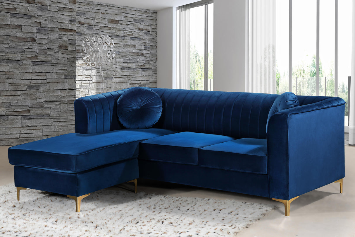 Eliana Navy Velvet 2pc. Reversible Sectional - galleria furniture outlet