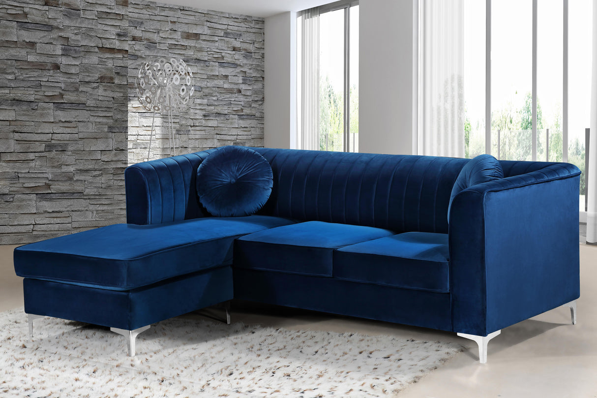 Eliana Navy Velvet 2pc. Reversible Sectional - galleria furniture outlet