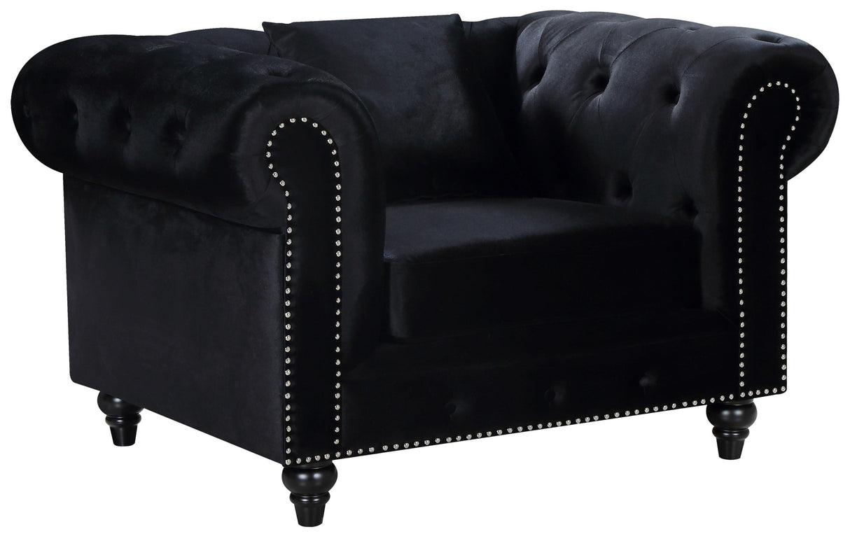 Chesterfield Black Velvet Chair - galleria furniture outlet