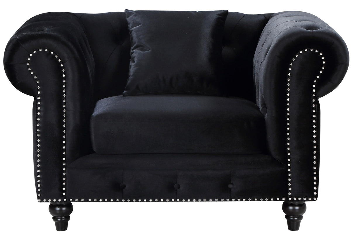 Chesterfield Black Velvet Chair - galleria furniture outlet