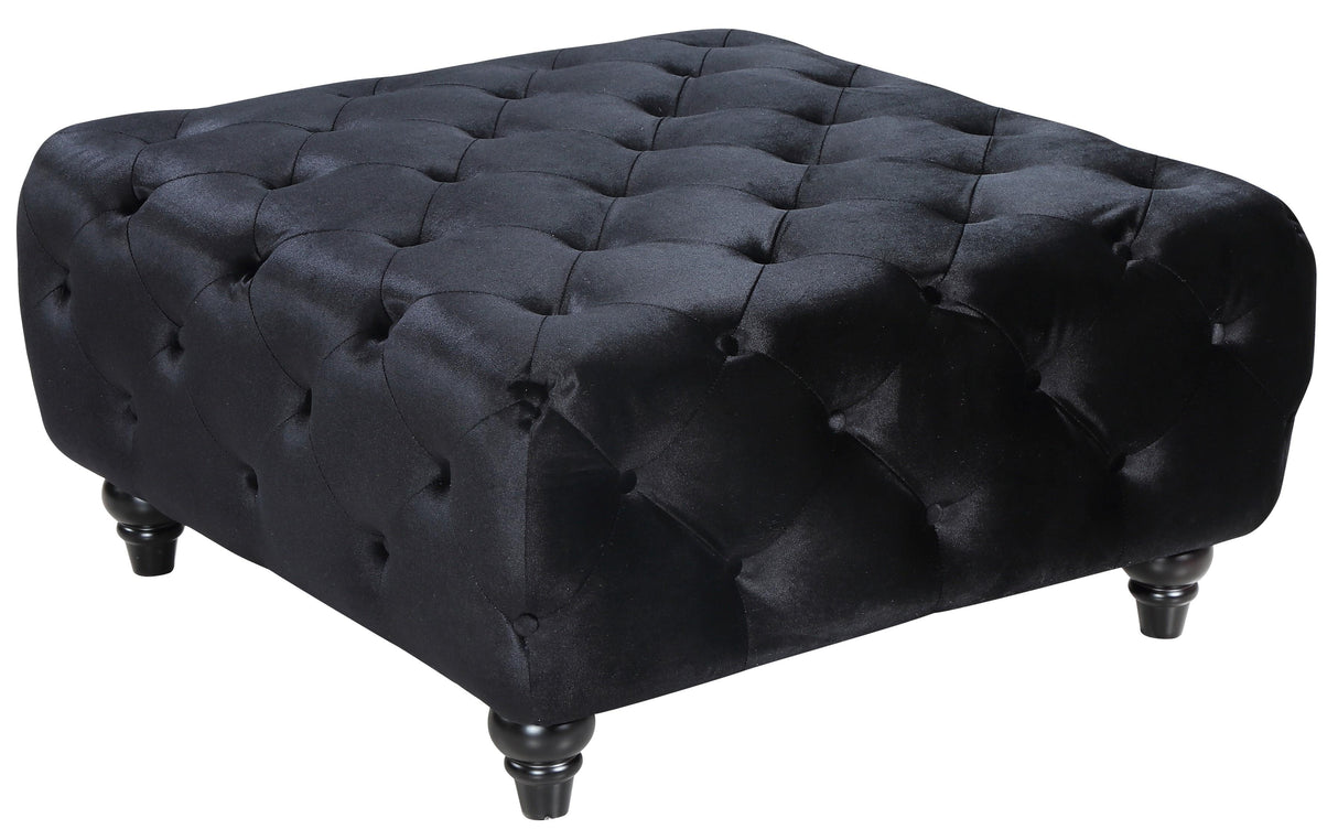 Chesterfield Black Velvet Ottoman - galleria furniture outlet