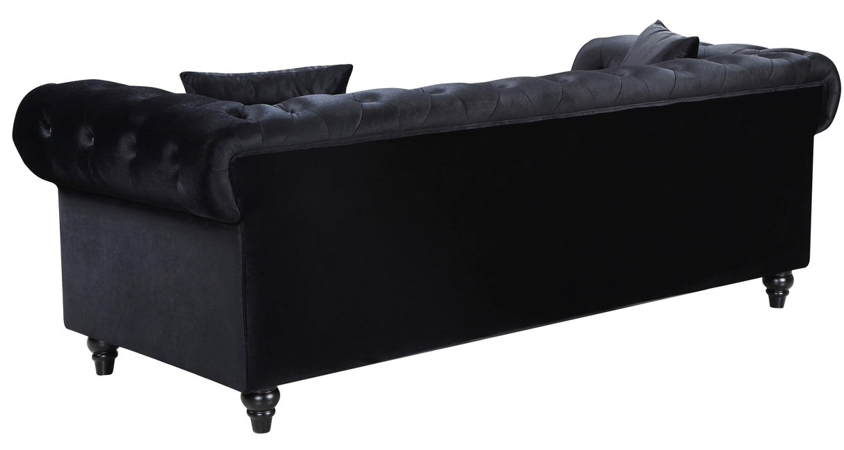 Chesterfield Black Velvet Sofa - galleria furniture outlet