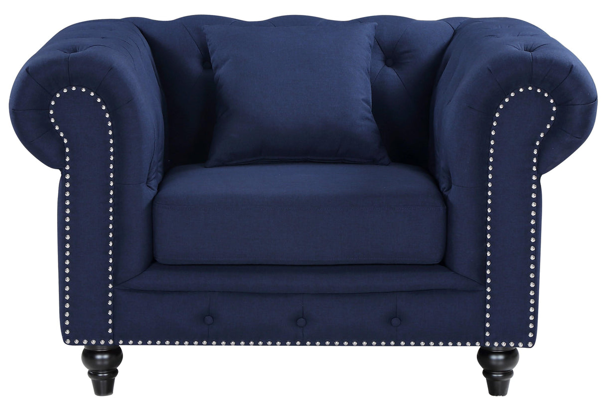 Chesterfield Navy Linen Chair