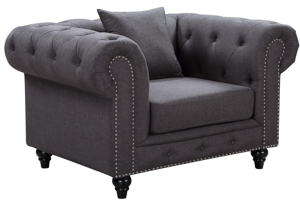 Chesterfield Grey Linen Chair