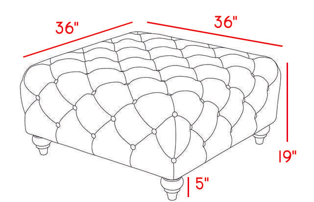 Chesterfield Grey Linen Ottoman - galleria furniture outlet