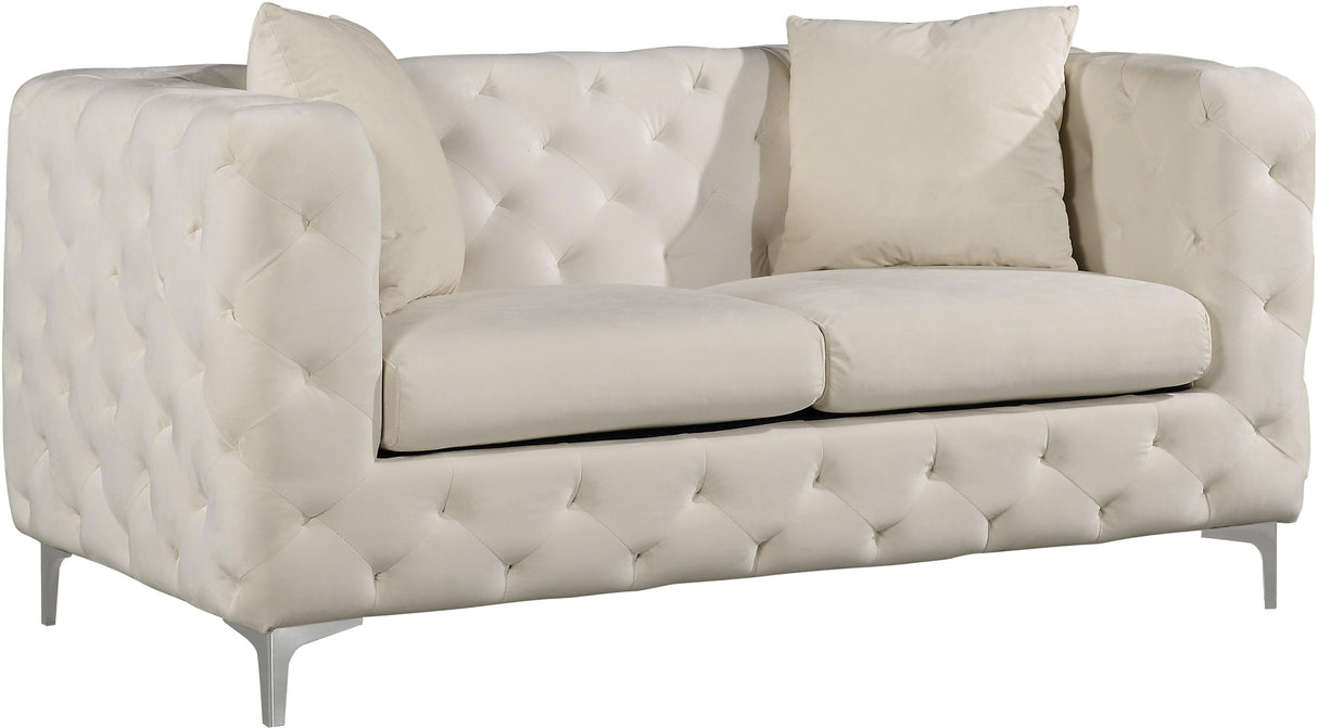 Scarlett Cream Velvet Loveseat - galleria furniture outlet