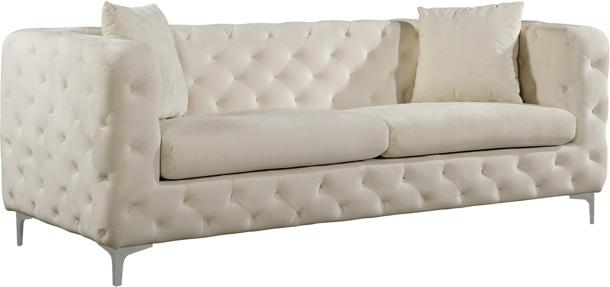 Scarlett Cream Velvet Sofa - galleria furniture outlet