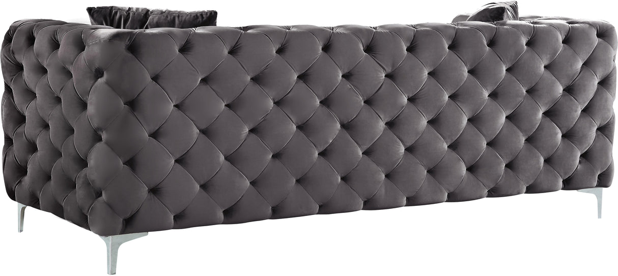 Scarlett Grey Velvet Sofa - galleria furniture outlet