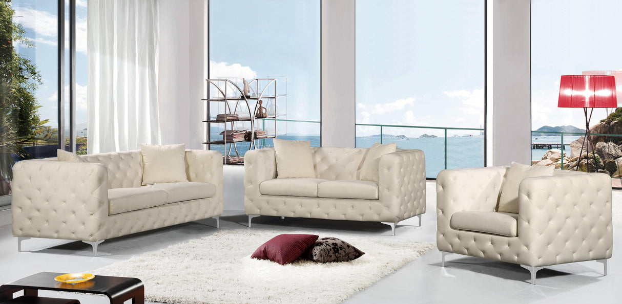 Scarlett Cream Velvet Sofa - galleria furniture outlet