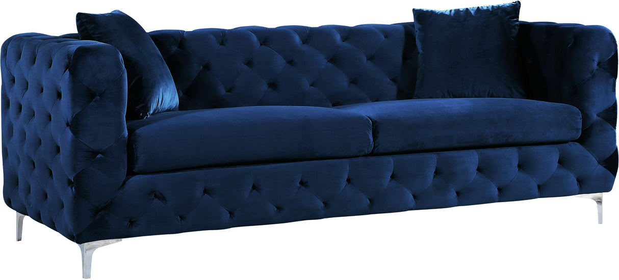 Scarlett Navy Velvet Sofa - galleria furniture outlet